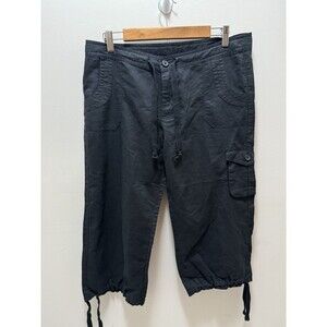 Derek Heart Linen Blend Cargo Cropped Jogger Size Large